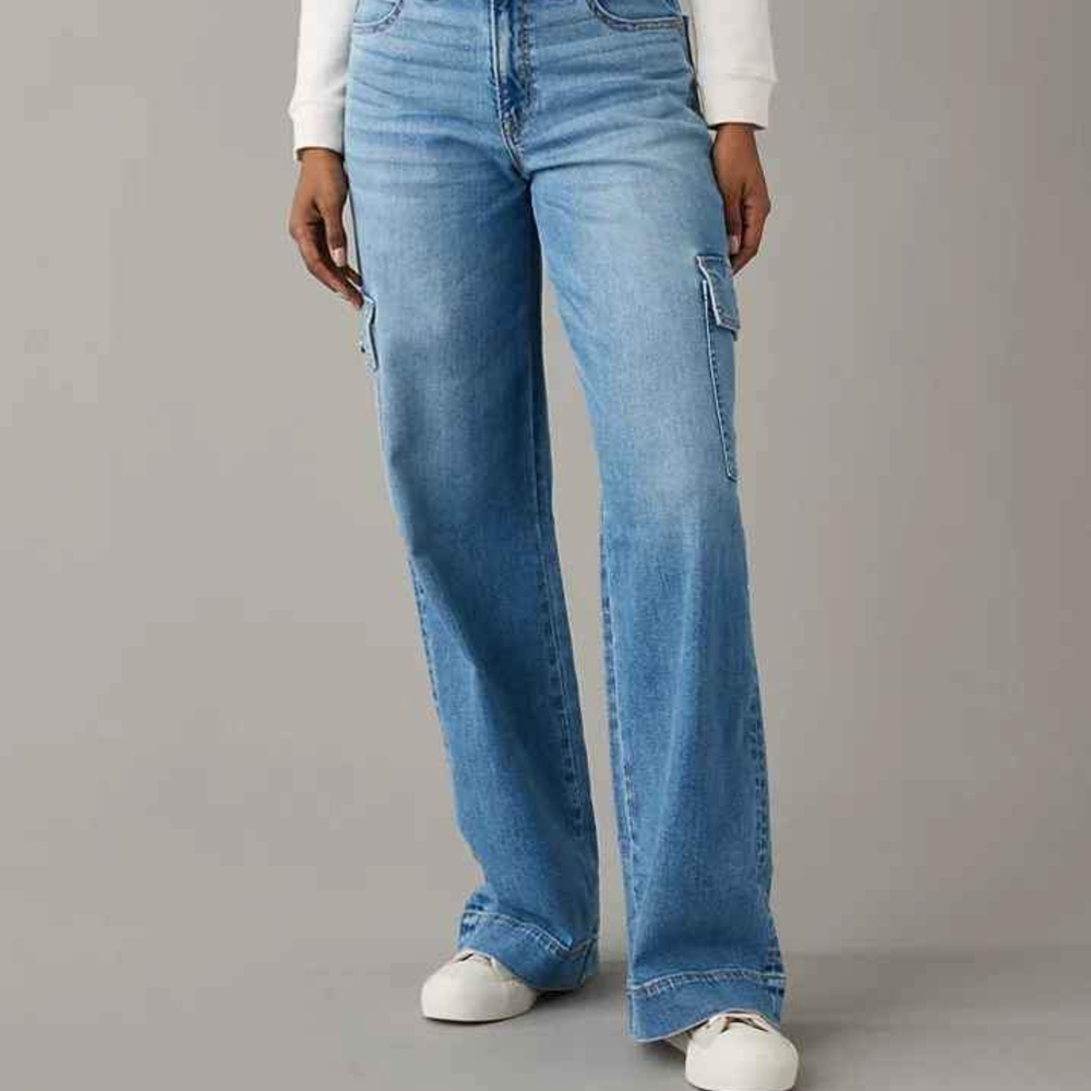 American Eagle Outfitters Blue Flare Wide Leg Jeans